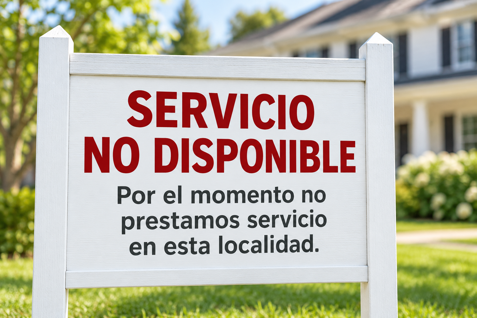 Servicio no disponible. Por el momento no prestamos servicio en esta localidad.